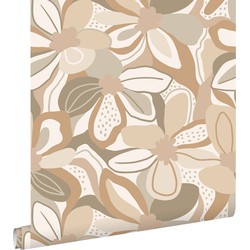 ESTAhome behang bloemmotief beige - 50 x 900 cm - 139628