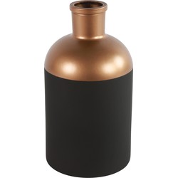 Countryfield Bloemen/deco vaas - zwart/koper - glas - fles - D14 x H26 cm - Vazen