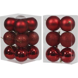 Kerstversiering set kerstballen rood 6 - 8 cm - pakket van 54x stuks - Kerstbal