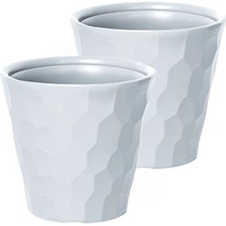 Set van 2x stuks kunststof Rocka bloempot/plantenpot wit 35 x 32 cm - Plantenpotten