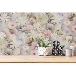 Livingwalls behang bloemmotief meerkleurig, wit, groen en roze - 53 cm x 10,05 m - AS-387221