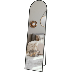 MISOU Passpiegel - Zwart - Staand - met Standaard - Lange Spiegel - 150cm - Woondecoratie Slaapkamer - Accessoires