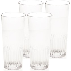 4x stuks onbreekbaar bierglas ribbel transparant kunststof 30 cl/300 ml - Bierglazen