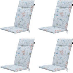 Madison -  Tuinstoelkussen Hoge Rug Donna azure canvas eco+ - Ca. 120x50 cm - Set van 4