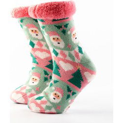 Textino JOLLY SANTA - Teenager House socks - Geranium Pink - Textino