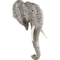Clayre & Eef Wanddecoratie Olifant Wit Zwart Papier