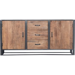 Dressoir Mangohout - 180x45x90cm - Metaal Frame - Kast Anne