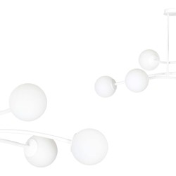 Lemvig witte design hanglamp met wit glas 6 lampen E14
