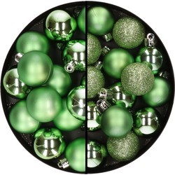 30x stuks kunststof kerstballen groen 3 en 4 cm - Kerstbal