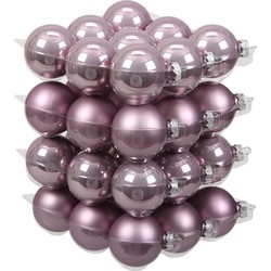 72x stuks glazen kerstballen salie paars (lilac sage) 6 cm mat/glans - Kerstbal