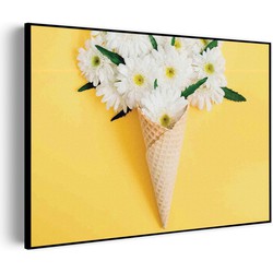 Muurwerken Akoestisch Schilderij - Ijshoorn met Bloemen - Geluidsdempend Wandpaneel - Wanddecoratie - Geluidsisolatie - PRO (AW 0.90) S (70x50)