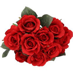 Topart Kunstbloem - 10x - roos Alice - rood - 30 cm - kunststof - decoratie - Kunstbloemen