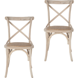 Set van 2 stoelen van massief hout en webbing L61 cm - BISTROT