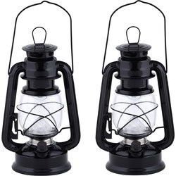 Fancy Flames Lantaarn op batterijen - 3x - zwart - LED - 11,5x15x24 cm - Lantaarns