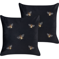 TALINUM - Sierkussen set van 2 - Zwart - 45 x 45 cm - Polyester
