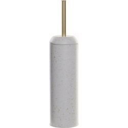 Toiletborstel wit/goud met houder van kunststof 38 cm - Toiletborstels