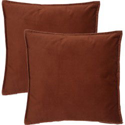 Atmosphera Bank/sierkussens huiskamer Sophia - 2x - 52 x 52 cm - Terracotta - polyester - met rits - Sierkussens