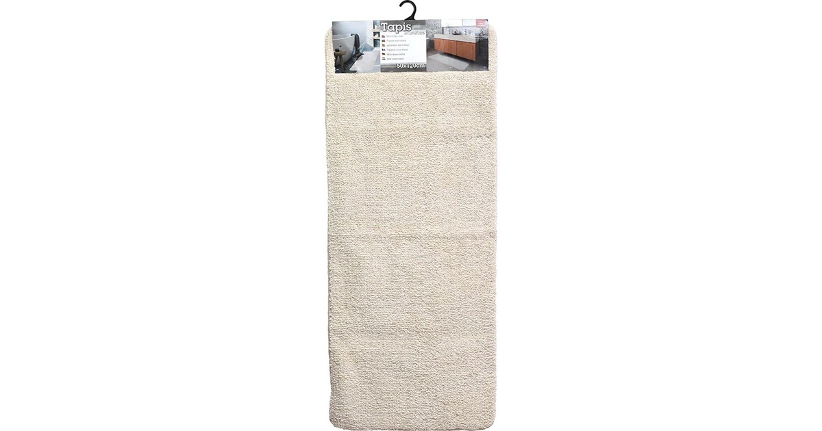 XL Anti Slip Badkamermat - Micro Vezel - Badmat/Douchemat - Wit/Creme - 50x120CM - Antislip Vloerkleed Mat voor in Badkamer/Toilet/WC - Badkamer