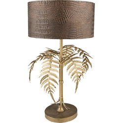 Clayre & Eef Tafellamp  Ø 25x42 cm  Bruin Ijzer Bladeren Bureaulamp