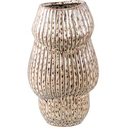 PTMD Colby Brown ceramic pot round shaped lines high S