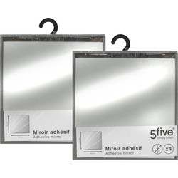 5Five Plak spiegels tegels - 8x stuks - glas - zelfklevend - 20 x 20 cm - vierkantjes - muur/deur/wand - Spiegels