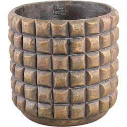 PTMD Wiliam Brown cement round pot blocks gold finishXL