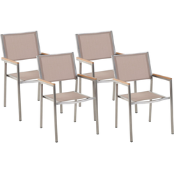 Beliani GROSSETO - Tuinstoel-Beige-RVS