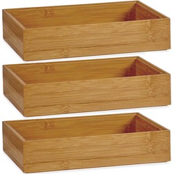 3x Stuks Kast/lade/make-up organizers bamboe hout bakje 23 x 15 x 5 cm - Make-up dozen