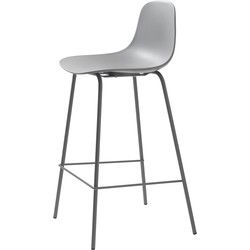Barstoel Grijs - Kunststof - Barstoel Whitby - Set van 2