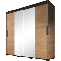 Meubella - Kledingkast Brazil - Eiken - 200 cm - Met spiegel