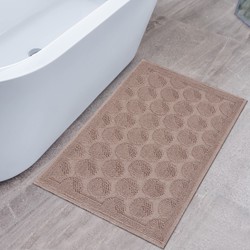 Badmat Kelim Wasbaar Taupe Laagpolig Badkamer Toiletmat  Anti Slip- 40x60 CM