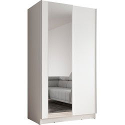 Meubella - Kledingkast Salta - Wit - 100 cm - Met spiegel