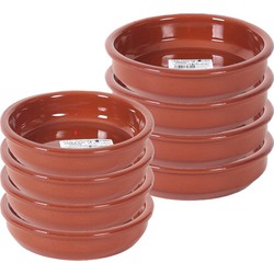 8x Terracotta tapas bakjes/schaaltjes 18 cm en 14 cm - Snack en tapasschalen