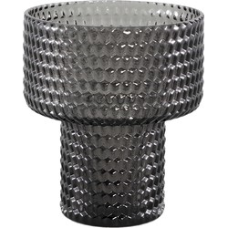 PTMD Archie Grey solid glass vase on base ribbed