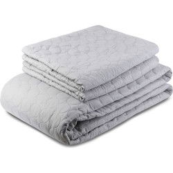 Zydante Home® Bedsprei Incl. 2 Hoezen -Zilver Circles - 220x240 cm + 2 * 60x70 cm