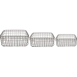 Clayre & Eef Opbergmand Set van 3  30x20x14 cm Bruin Ijzer Mand