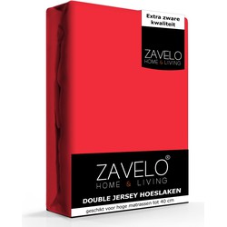 Zavelo Double Jersey Hoeslaken Rood-Lits-jumeaux (160x200 cm)