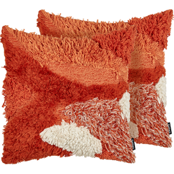 SAGENIA - Sierkussen set van 2 - Oranje - 45 x 45 cm - Polyester