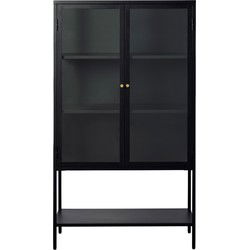 Vitrinekast Carmel Hoog Zwart Metaal 160cm - Giga Living