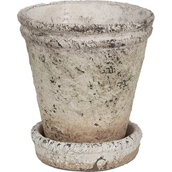 Clayre & Eef Bloempot  Ø 11x12 cm Beige Steen Plantenpot