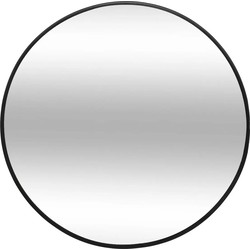 Atmosphera Spiegel/wandspiegel - rond - Dia 38cm - metaal/glas - zwart - Spiegels