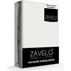 Zavelo Hoeslaken Velours Ivoor - Fluweel Zacht - 30 cm Hoekhoogte - Rondom Elastiek - Velvet -2-persoons (140/150x200/220 cm)