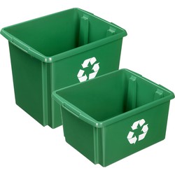 Sunware opslagboxen kunststof groen set van 4x in formaten 32 en 45 liter - Opbergbox