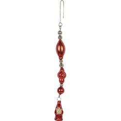 Clayre & Eef Kersthanger 25 cm Rood Glas Kerstman