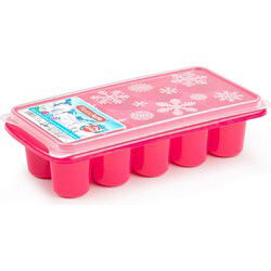 Plasticforte IJsblokjes tray - ijsklontjes vorm - 10-vaks - roze - IJsblokjesvormen