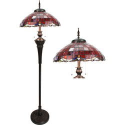 LumiLamp Tiffany Vloerlamp  166 cm Rood Glas Kunststof Staande Lamp