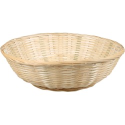 Broodmand rond - bamboe hout - D35 cm - mandje rotan/riet - broodmand