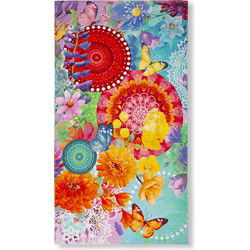 HIP Vitori Strandlaken 100x180 cm – Mandala’s & Strelitzia Bloemen – Kleurrijk & Zacht Katoen Velours – Sneldrogend & Absorberend