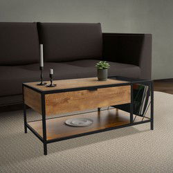 Salontafel 110x54 cm met tijdschriftenvak eiken look bruin zwart Woonkamertafel ML design