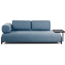 Kave Home - 3-zitsbank Compo blauw met groot dienblad 252 cm